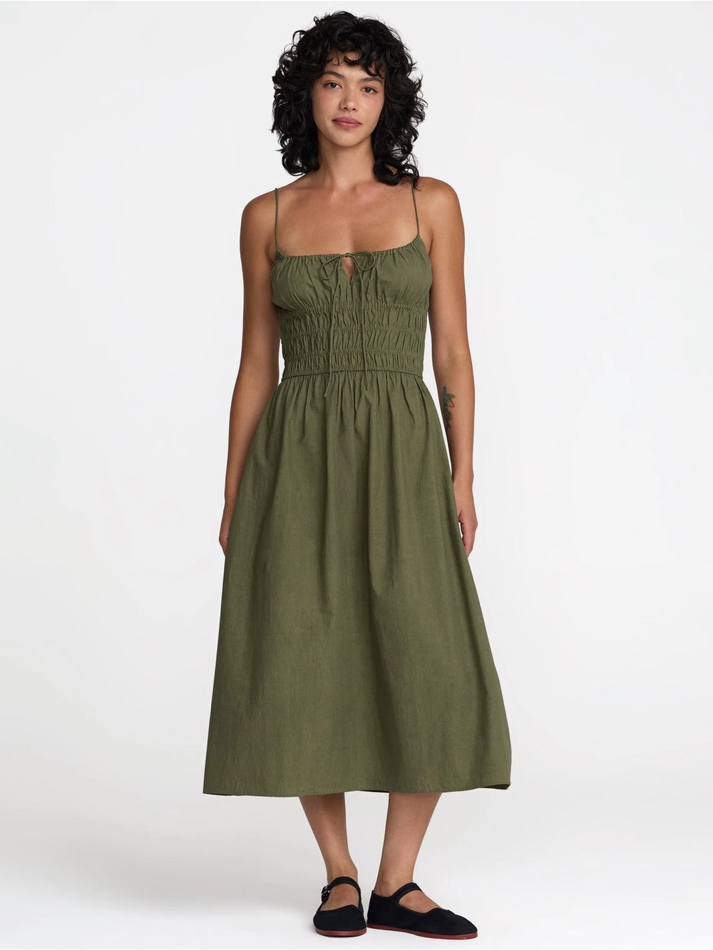 New RVCA The Raya Midi Dress in Olive Green Size Medium